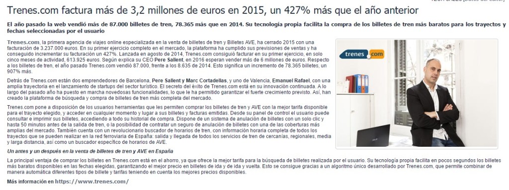 El fuerte crecimiento de la agencia de viajes Trenes.com 